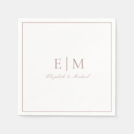Elegant Dusty Ro Classic Script Monogram Bröllop Pappersservett