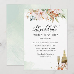 Elegant Dusty Ro & Grönt Blommigt Låt oss Celebrat Inbjudningar