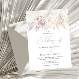 Elegant Dusty Ro & Ivory White Blommigt Bröllop Inbjudningar