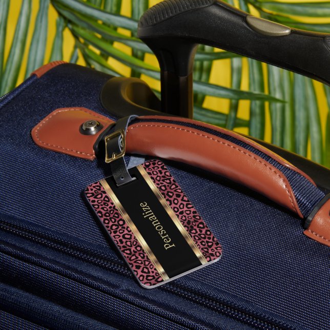 Elegant Dusty Ro Leopard Animal Print | DIG-text Bagagebricka (Framsida Insitu 1)