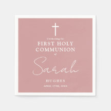 Elegant Dusty Ro minimalist First Heliga Communion
