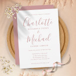 Elegant Dusty Ro Namnteckning skript Bröllop Inbjudningar<br><div class="desc">Denna inbjudan till elegant bröllop kan vara personlig med dina uppgifter i chic damstig ro-brev. Den innehåller uppgifter om att du har namnteckning stil namn. Designad av Thisisnotme©</div>