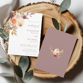 Elegant Dusty Ro Neutralt Blommigt Bröllop Inbjudningar