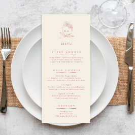 Elegant Dusty Ro och Ivory Orchid Bröllop Menu Meny