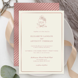Elegant Dusty Ro Orchid Monogram Bröllop Inbjudningar