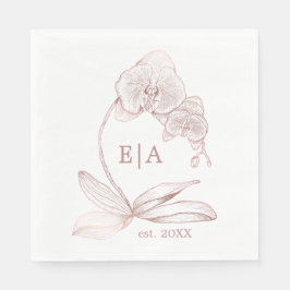 Elegant Dusty Ro Orchid Monogram Bröllop Napkins Pappersservett