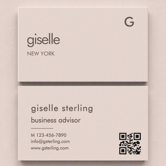 Elegant Dusty Ro QR-kod - minimalistmonogram Visitkort (Skapare uppladdad)