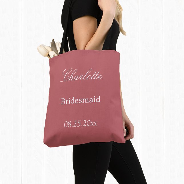 Elegant Dusty Ro Rosa Bridesmaid Tote Bag Tygkasse (Skapare uppladdad)