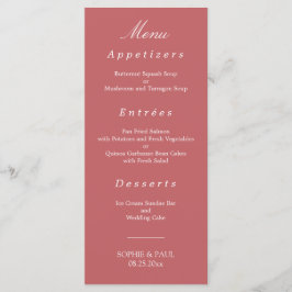 Elegant Dusty Ro Rosa Bröllop Menu Meny