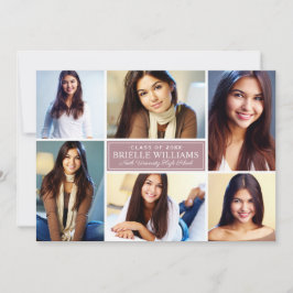 Elegant Dusty Ro Studentfest Photo Collage Inbjudningar