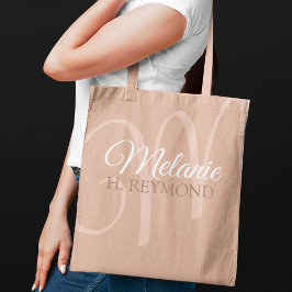 Elegant Dusty Ro Tote Bag med hennes Namn Tygkasse