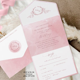 Elegant Dusty Ro Watercolor Monogram Bröllop all