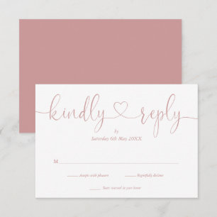 Elegant Dusty Ro White-skript Heart-svar vänligt OSA Kort