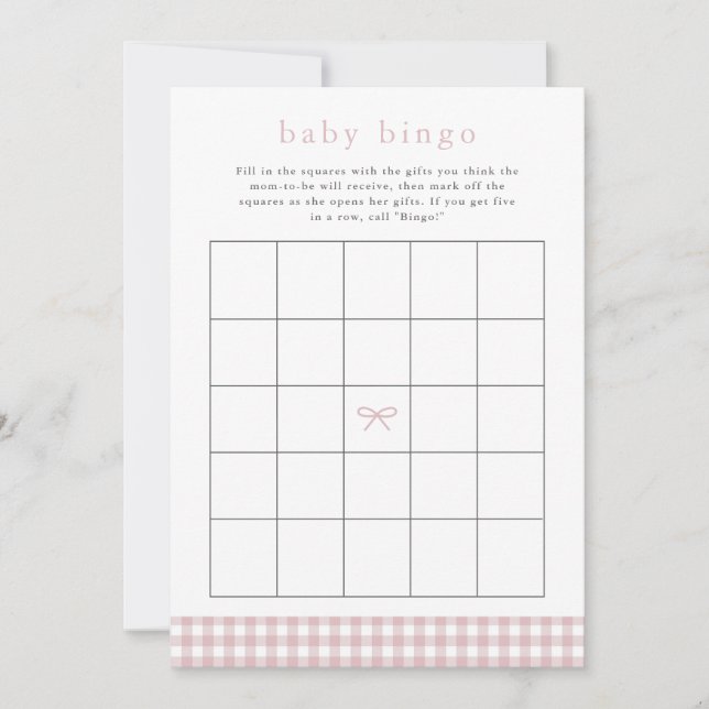 Elegant Dusty Rosa Baby Shower Bingo Card Inbjudningar (Framsida)