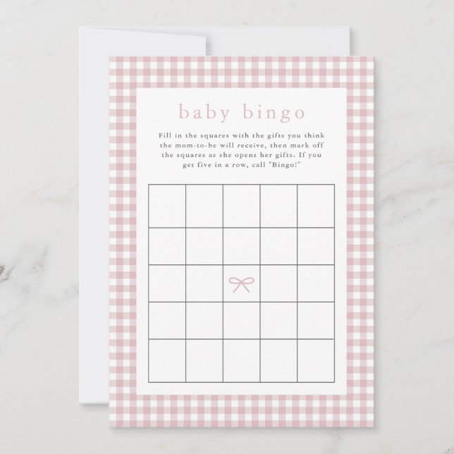 Elegant Dusty Rosa Baby Shower Bingo Card Inbjudningar (Framsida)