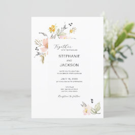 Elegant Dusty Rosa Blommigt Watercolor Bröllop Inbjudningar