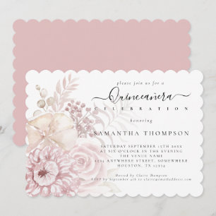Elegant Dusty Rosa Blommigts Quinceañera Inbjudningar