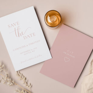 Elegant Dusty Rosa Bröllop spara datum Card Inbjudningar