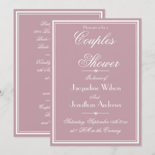 Elegant Dusty Rosa Chic Script OSA Par Shower Inbjudningar