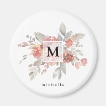 Elegant Dusty Rosa Grått Flower Monogram