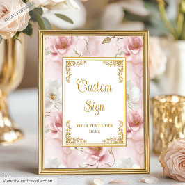 Elegant Dusty Rosa Guld Blommigt Bröllop Anpassnin Poster