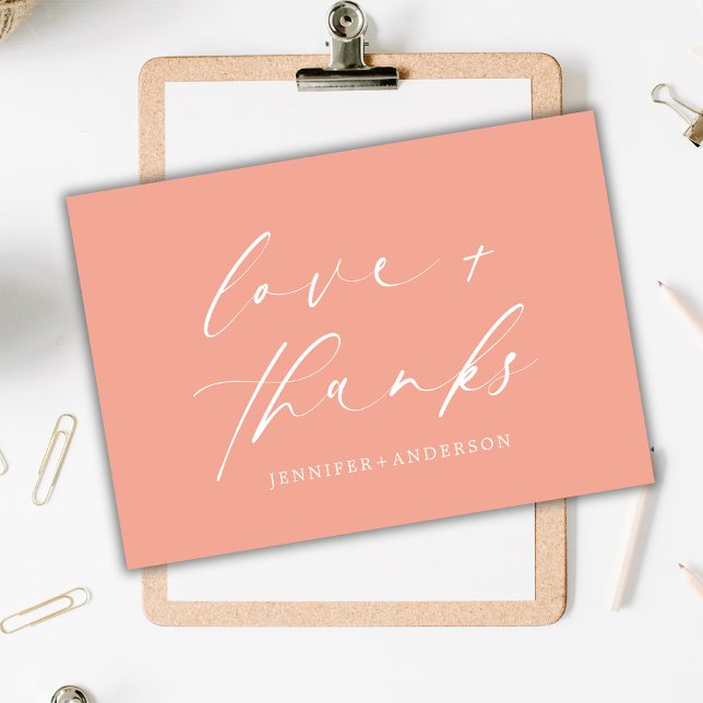 Elegant Dusty Rosa Kärlek och  Bröllop Tack Kort (Skapare uppladdad)