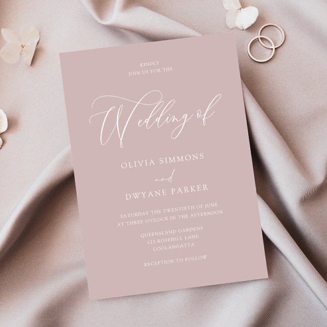 Elegant Dusty Rosa Modern Bröllop Inbjudningar (Skapare uppladdad)