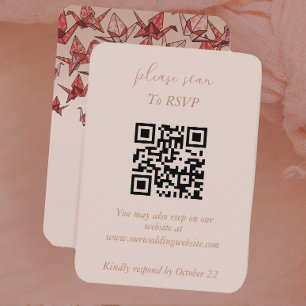 Elegant Dusty Rosa Papper Crane Bröllop Tilläggskort