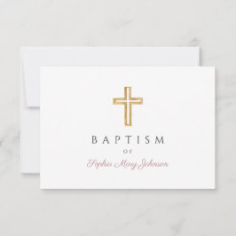 Elegant Dusty Rosa Religiösa Wood Boy Baptism OSA Kort