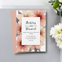 Elegant Dusty Rosa Watercolor Blommigt Bröllop Inbjudningar