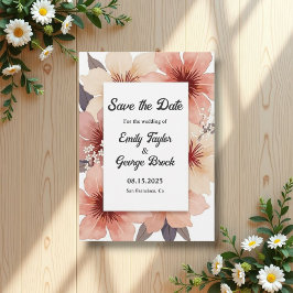 Elegant Dusty Rosa Watercolor Blommigt Bröllop Spara Datumet