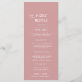 Elegant Dusty Rosa White Rehearsal Dinner Bröllop Meny