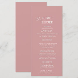 Elegant Dusty Rosa White Rehearsal Dinner Bröllop Meny