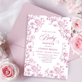 Elegant Dusty Rose Floral Baby Shower Invitation Inbjudningar
