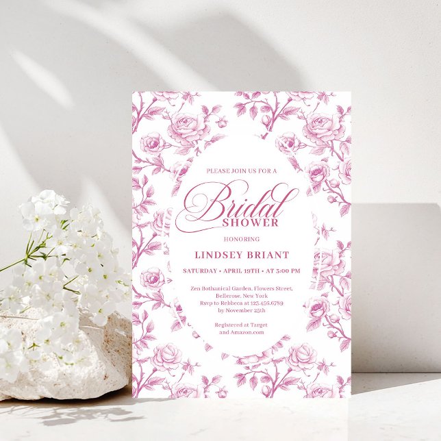 Elegant Dusty Rose Floral Bridal Shower Invitation Inbjudningar (Elegant Dusty Rose Floral Bridal Shower Invitation)