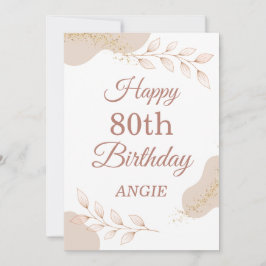 Elegant Dusty Rose Gold 80th Birthday Card Julkort