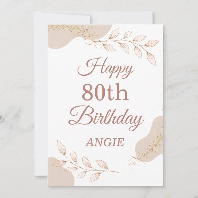 Elegant Dusty Rose Gold 80th Birthday Card Julkort (Framsida)