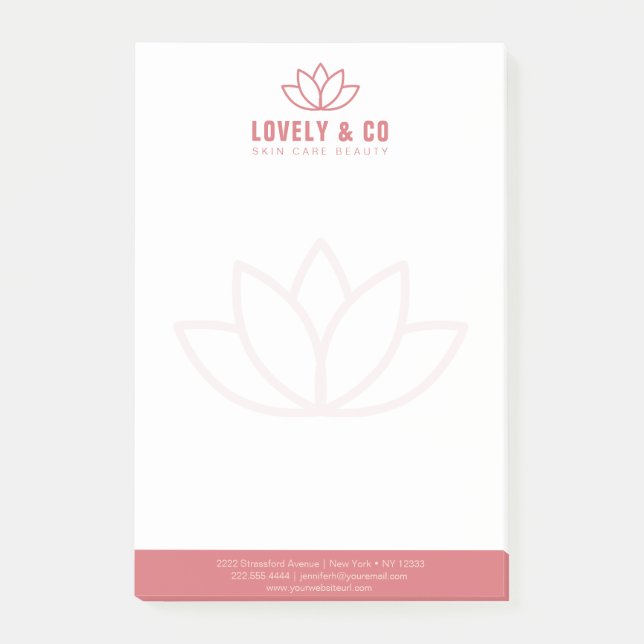 Elegant Dusty Rose & Ivory Salon Beauty Post-it Block (Framsida)