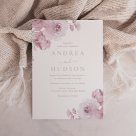  Elegant Dusty Rose Mauve Blush Floral Wedding Inbjudningar
