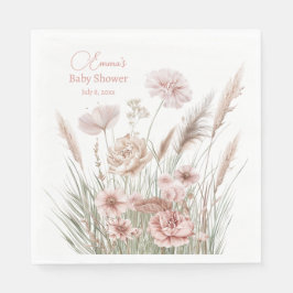 Elegant Dusty Rose Meadow Flowers Baby Shower Pappersservett