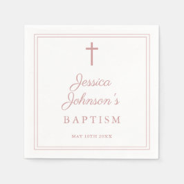 Elegant Dusty Rose Pink Border Baptism Pappersservett