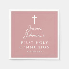 Elegant Dusty Rose Pink First Holy Communion Pappersservett