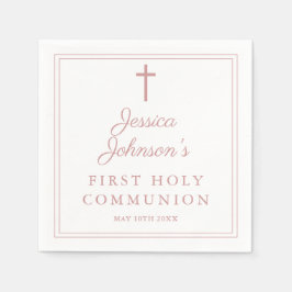 Elegant Dusty Rose Pink First Holy Communion Pappersservett