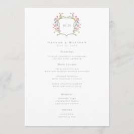 Elegant Dusty Sage Pastel Wildflower Crest Wedding Meny