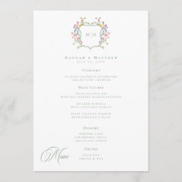 Elegant Dusty Sage Pastel Wildflower Crest Wedding Meny