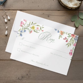Elegant Dusty Sage Pastel Wildflower Crest Wedding OSA Kort