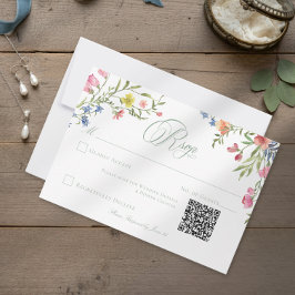 Elegant Dusty Sage Pastel Wildflower Crest Wedding OSA Kort