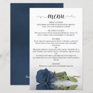Elegant Dusty Steel Blue Ro Budget Bröllop Menu
