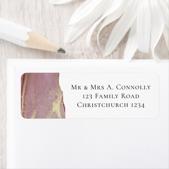 Elegant Dusty Viva Magenta Returadress Etikett (Insitu)