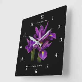 Elegant Dutch Iris Lila Sensation Flower Fyrkantig Klocka